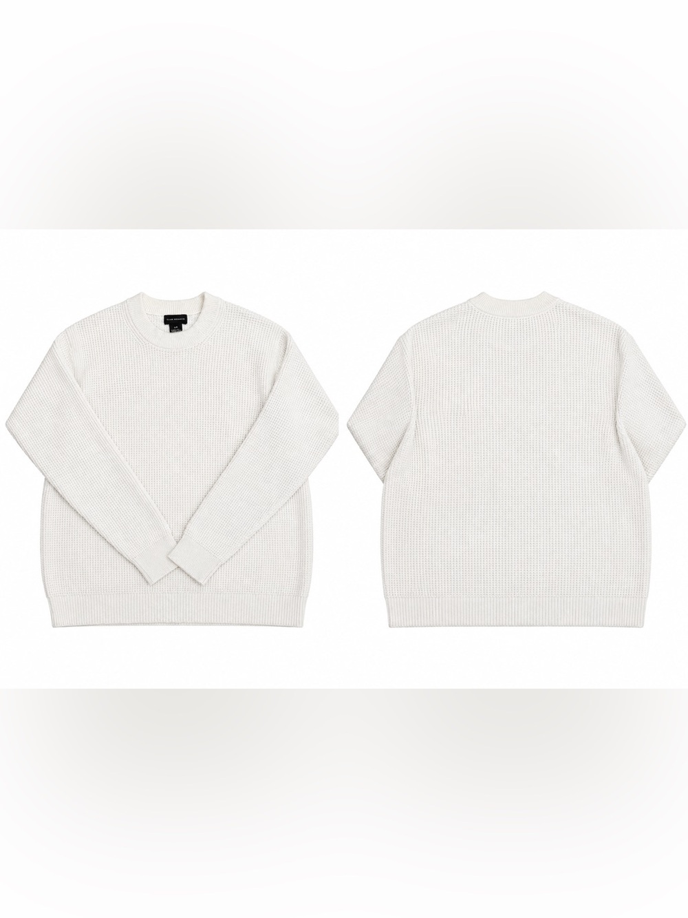 Club Monaco Men's Cream Waffle Crewneck Sweater